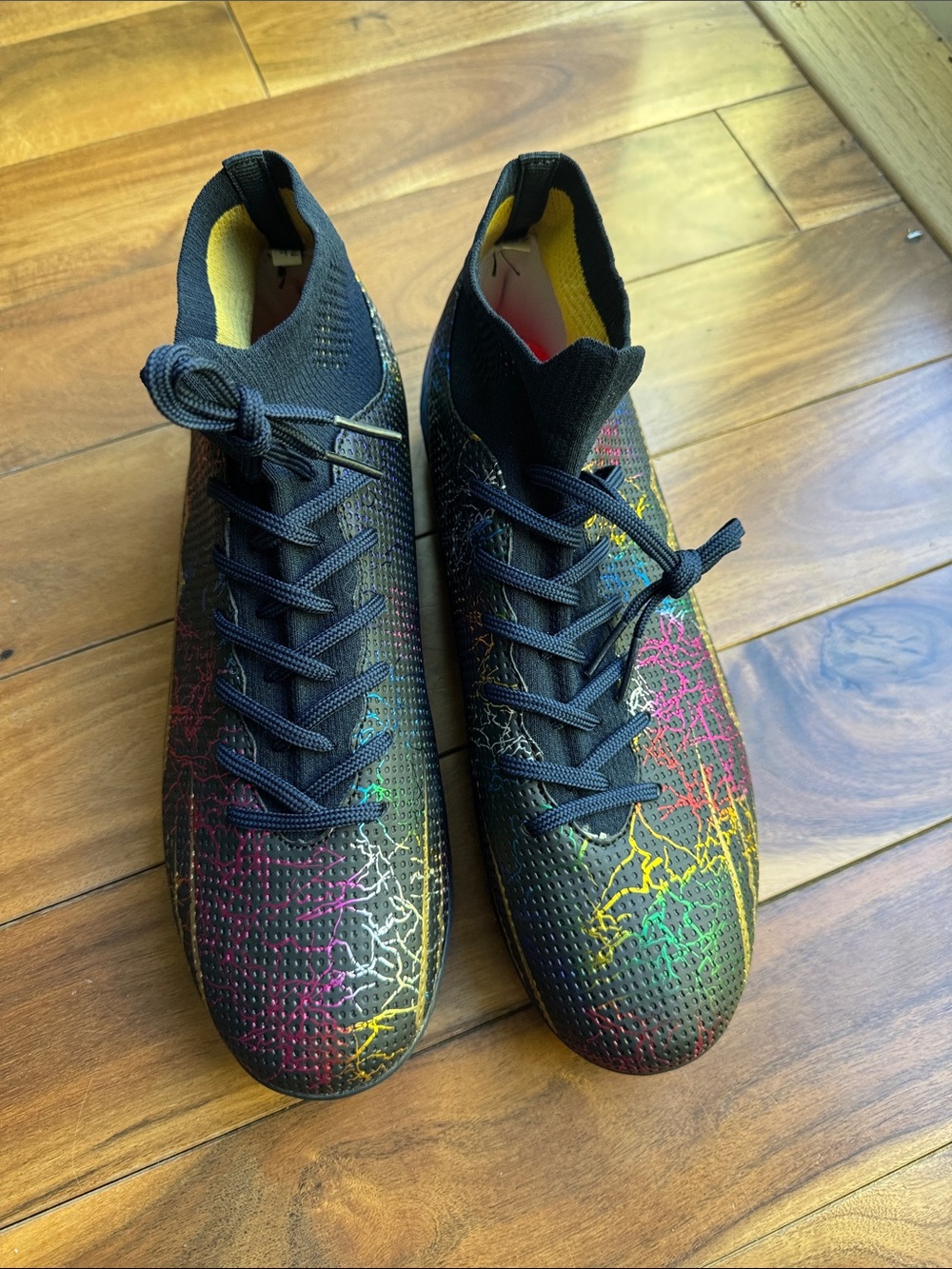 Men's Black Multicolor Lightning Knit indoor Soccer Cleats